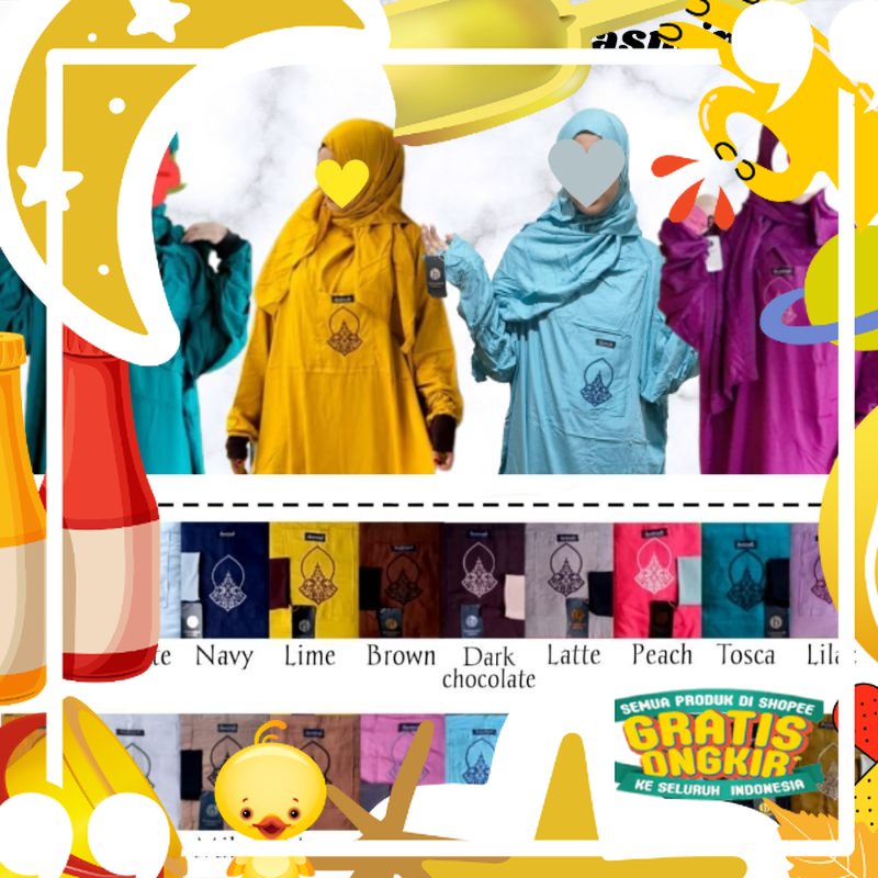 Mukenah Pasmina Basmah / Mukenah Pasmina Hadramaut/ Trendy Katun