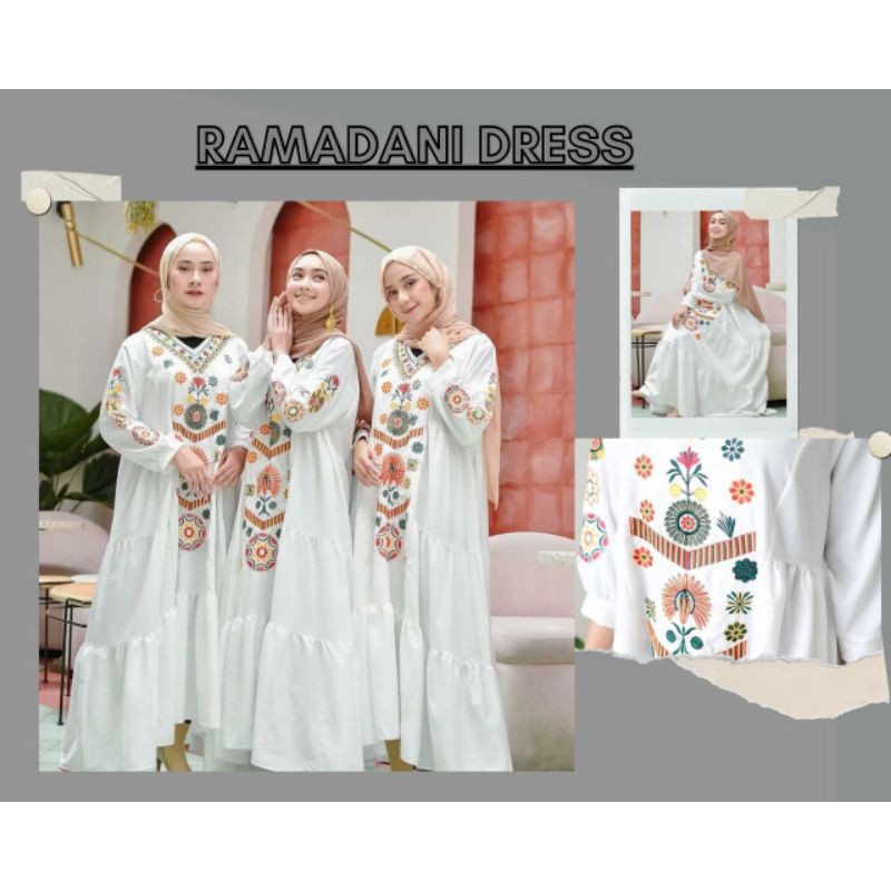 Terbaru ✨ Homedress Muslim Ramadhani Dress Baju Gamis Gamis Putih Bordir Gamis M L Xl Xxl Xxxl Ada✅ 