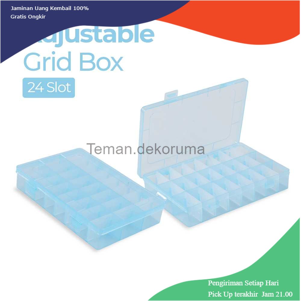 TD - ART SQUARE Kotak Penyimpanan Adjustable Grid Box 24 Slot - J24D