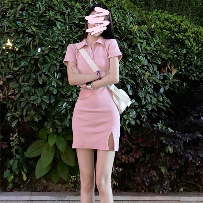 Red Musim panas baru tas hip suit polo gaun ramping ketat musim panas hot gadis rok pendek wanita keinginan murni pria kecil