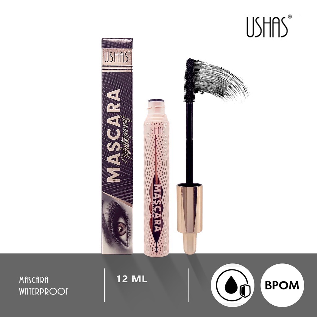 USHAS Waterproof Mascara 12 ML ( Kosmetik Maskara Melentikkan Bulu Mata Tahan Air )