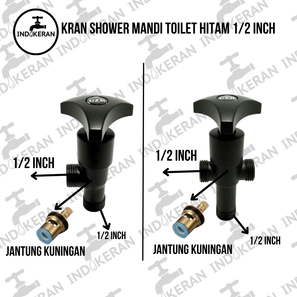 INDOKERAN - Kran Shower Mandi Toilet Hitam Minimalis - 1/2 Inch