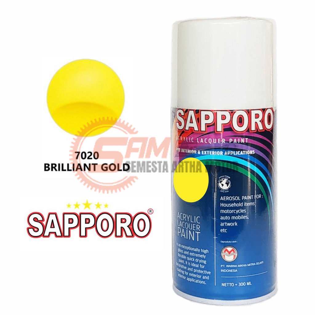 

Pilox Sapporo Brilliant Gold 7020 Cat Semprot 300ml Pilok Keemasan Aerosol Spray