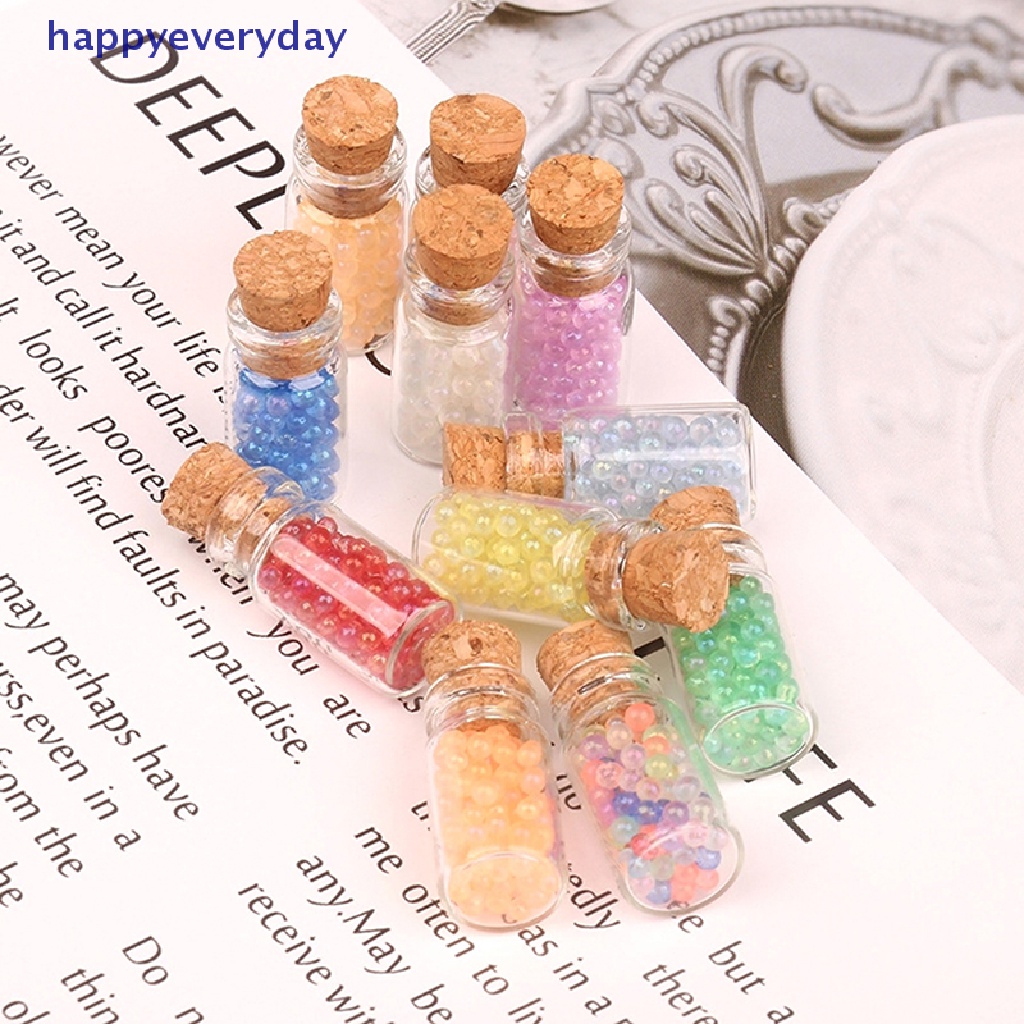 [happy] 2pcs Mini Luminous Bead Wishing Bottle Dekorasi Rumah Rumah Boneka Miniatur Ornamen DIY Aksesoris [ID]