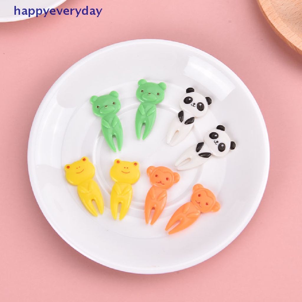 [happy] Garpu Buah Mini Kartun Makanan Anak Fruit Pick Tusuk Gigi Dekorasi Pesta Warna Random [ID]