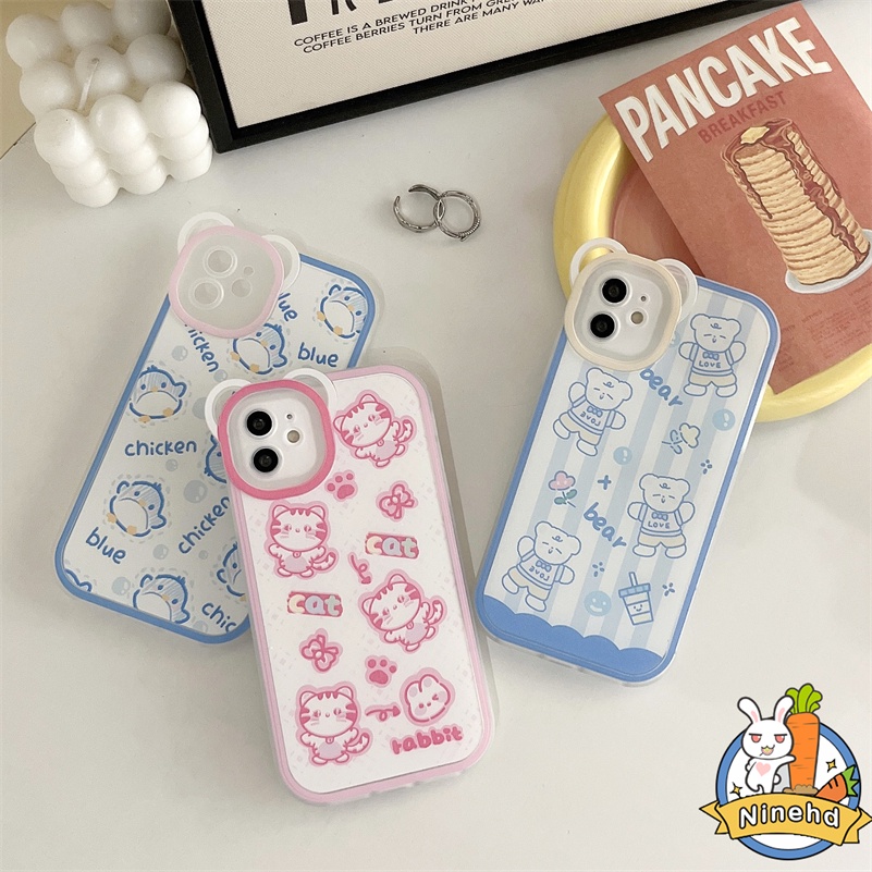 IPHONE Casing Kompatibel Untuk Iphone14 13 12 11 Pro Max X Xr Xs Max SE 8 7 6 6s Plus Ins Korea Lovely Phone Case Kualitas Tinggi Lembut Pelindung Lensa Anti Jatuh Shockproof Cover Pelindung