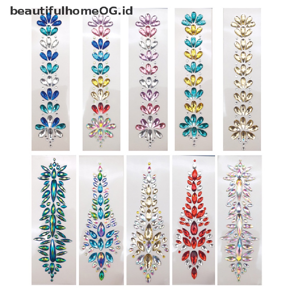 // Lebaran// Headpiece Dahi Kristal 3D Sticker Hair Jewels Glitter Face Body Tattoo Stick **