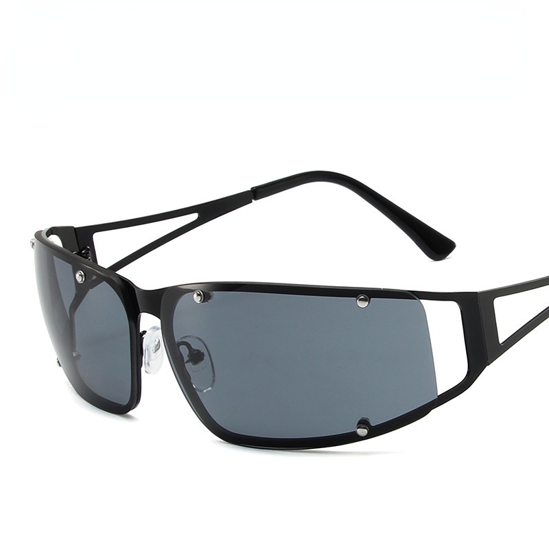 Kacamata Hitam Fashion Square Aesthetic Shades Untuk Wanita/Pria Metal Frame Sunglasses Eyewear