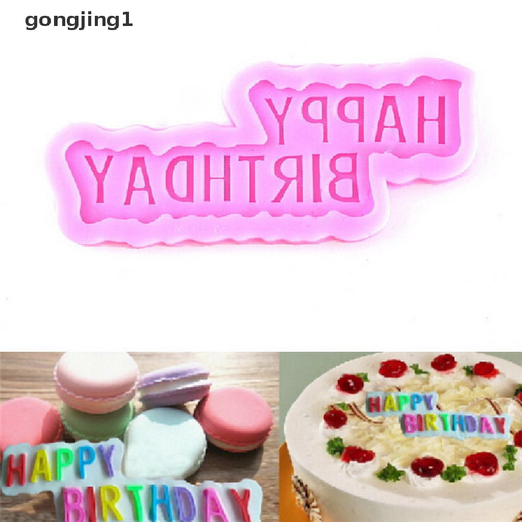 Ggg Happy birthday fondant cake decorag Cetakan Silikon Alat Panggang xmas decor ID