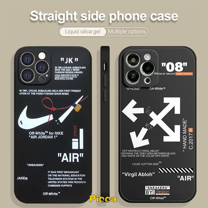 IPHONE Street Fashion Stiker Label Putih Case Kompatibel Untuk Iphone11 13 12 14 Pro Max6 7 8 6S Plus XR X XS Max SE 2020 Lembut Tpu Tepi Lurus Phone Cover