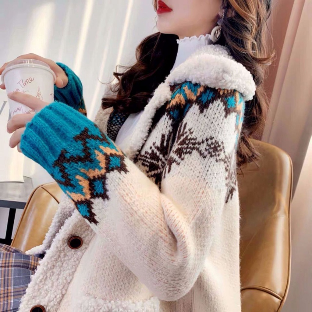 IMPORT GABRIELLA WOMAN WINTER KNIT WOOL JACKET CHRISTMAS EDITION JAKET NATAL MUSIM DINGIN