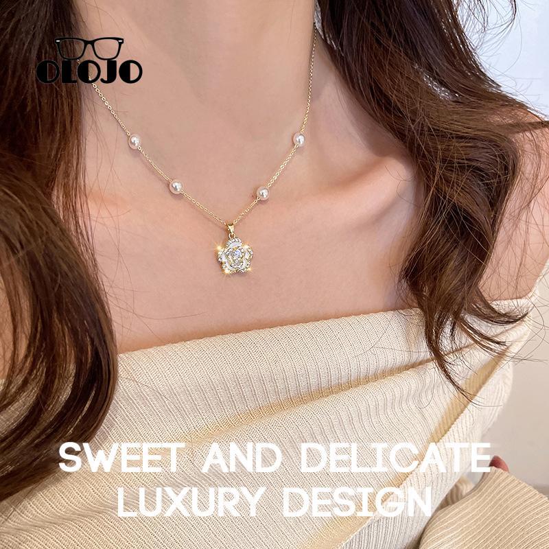 【COD】Kalung Gelang Mutiara camellia Warna Emas Gaya Korea Untuk Wanita