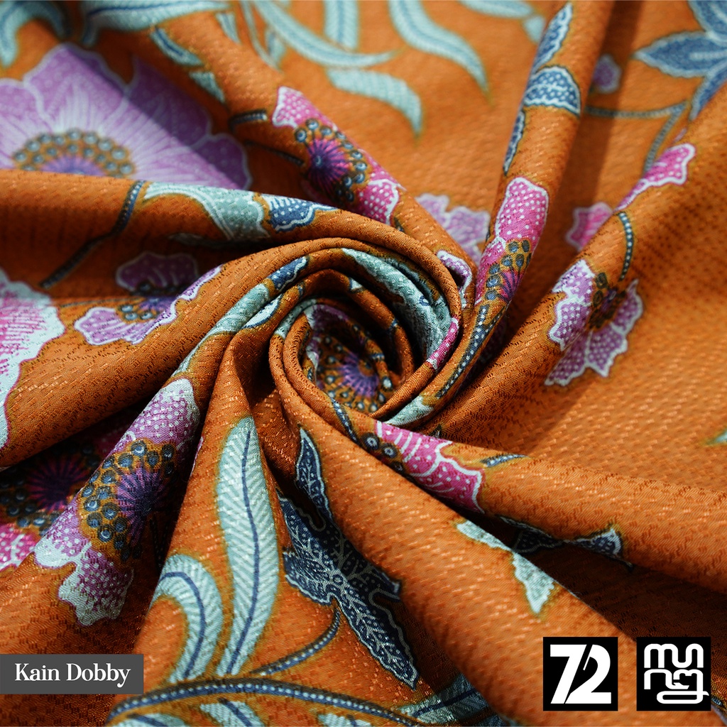 KAIN BATIK PREMIUM Dobby Motif Kembang Palem Warna Orange 723524 Cap 72 Jarik Jarit Samping Kebat Panjang Batik Dobby Modern Premium Bahan Seragam Batik Pernikahan Kantor Keluarga Murah Kamen Jadi Batik Bali Lembaran