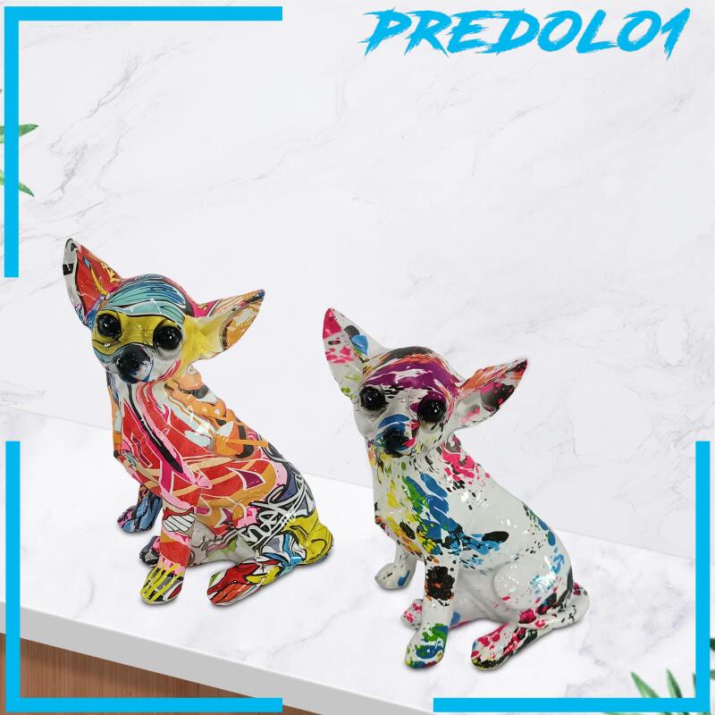 [Predolo1] Patung Graffiti Chihuahua Bahan Resin Kerajinan Patung Hewan Untuk Kamar Hadiah Kekasih Anjing