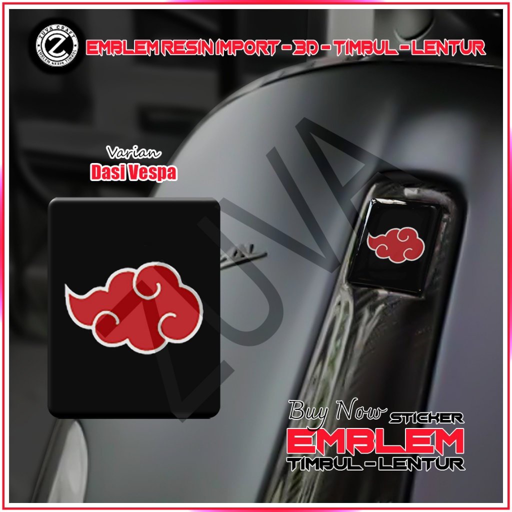 STIKER EMBLEM VESPA LOGO AKATSUKI EMBLEM TIMBUL STIKER VESPA DASI VESPA VESPA RESIN LENTUR Vespa LX/