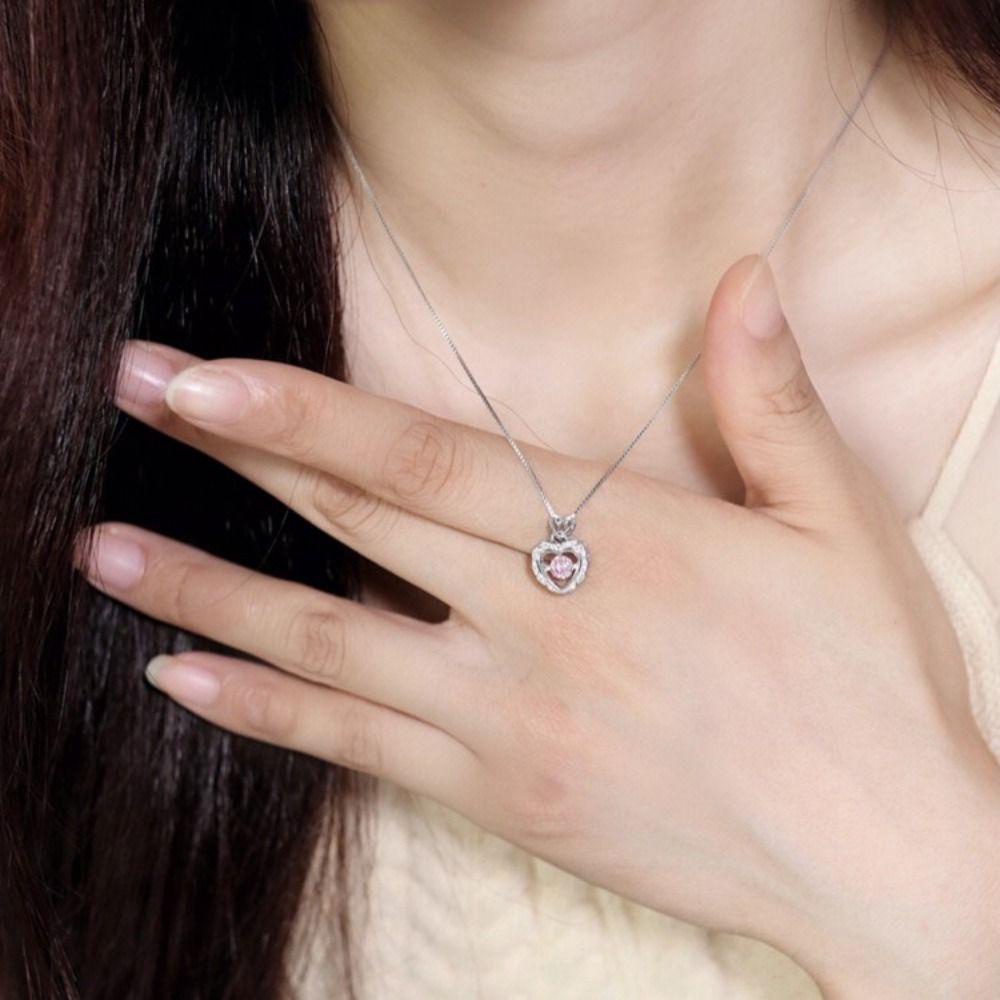 Mxbeauty Korea Liontin Hati Keren Vintage Trendi Warna Perak Indah Dapat Disesuaikan Perhiasan Paduan Kristal Mengkilap