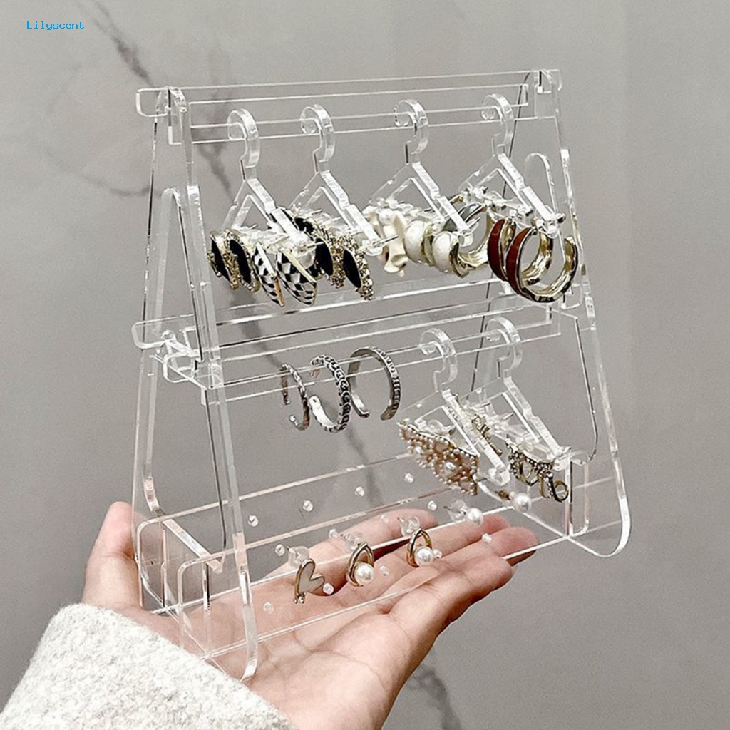 Lilyscent Tahan Aus Display Perhiasan Stand Perlengkapan Toko Perhiasan Menjuntai Anting Kalung Cincin Show Holder Transparan