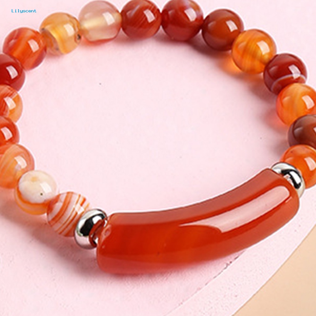 Lilyscent Manik-Manik Perempuan Gelang Fashion Perhiasan Tiger Eye Batu Wanita Dewasa Gelang Manik-Manik Bulat