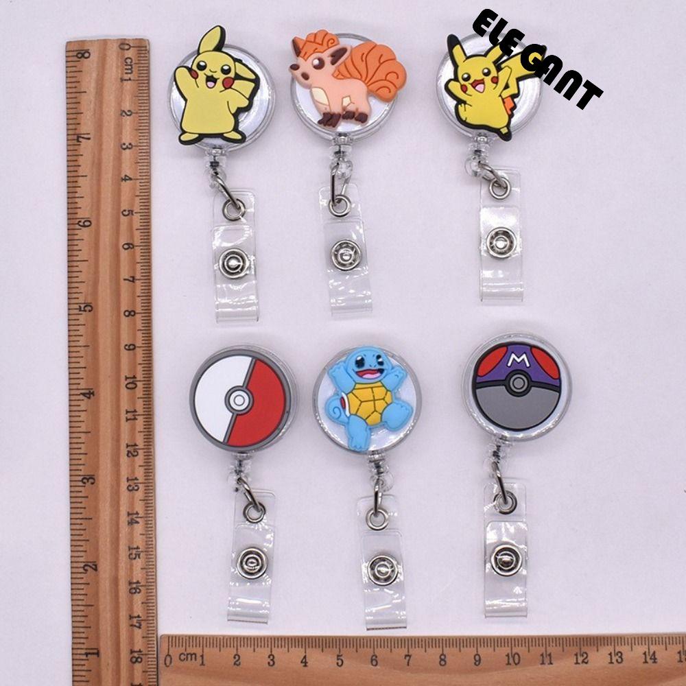 [Elegan] Badge Holder Lucu Kartun Kartu Staf Ditarik Perlengkapan Kantor Lanyard Badge ID Gesper Card Holder