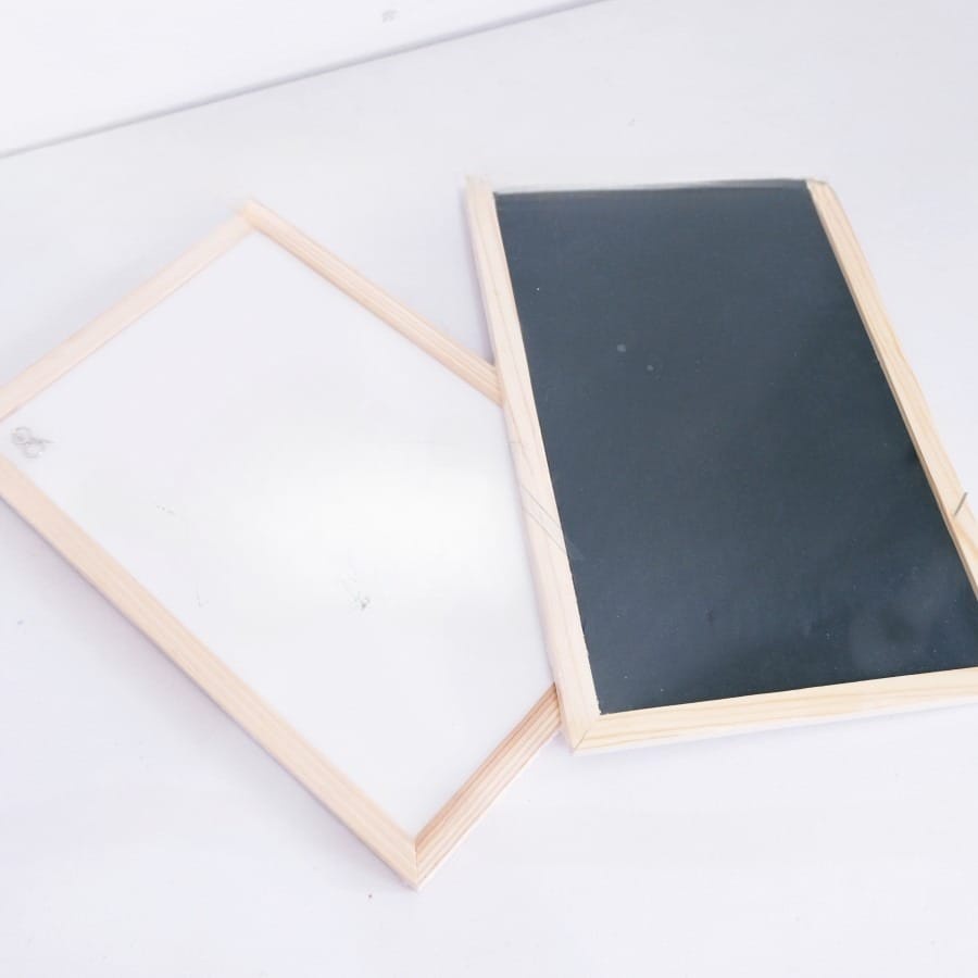 Papan Tulis Kayu Mini Blackboard + Whiteboard 20 x 30 cm 2 Muka Premium Papan Tulis