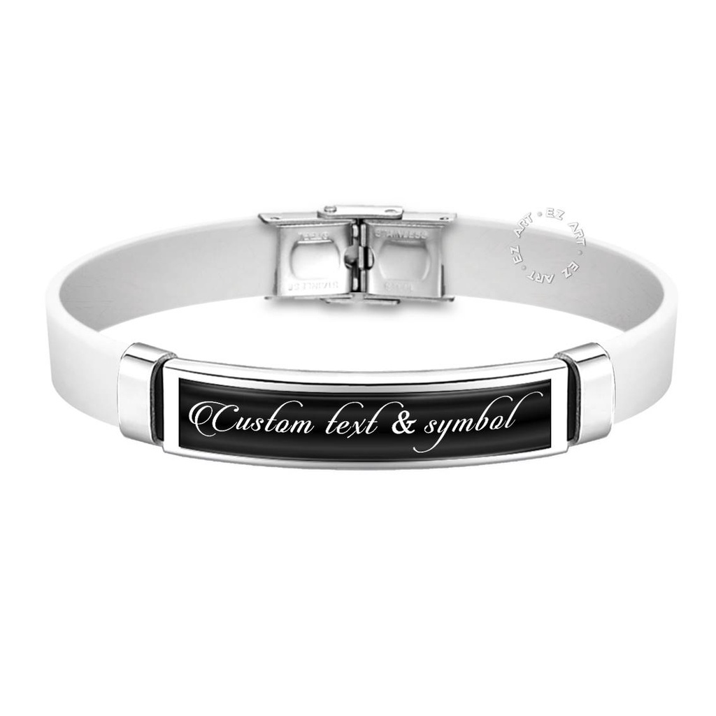 GELANG KULIT CUSTOM TULISAN SIMBOL ANGKA NAMA TANGGAL MODEL SABUK STRAP KULIT PLAT STAINLESS STEEL COUPLE PASANGAN