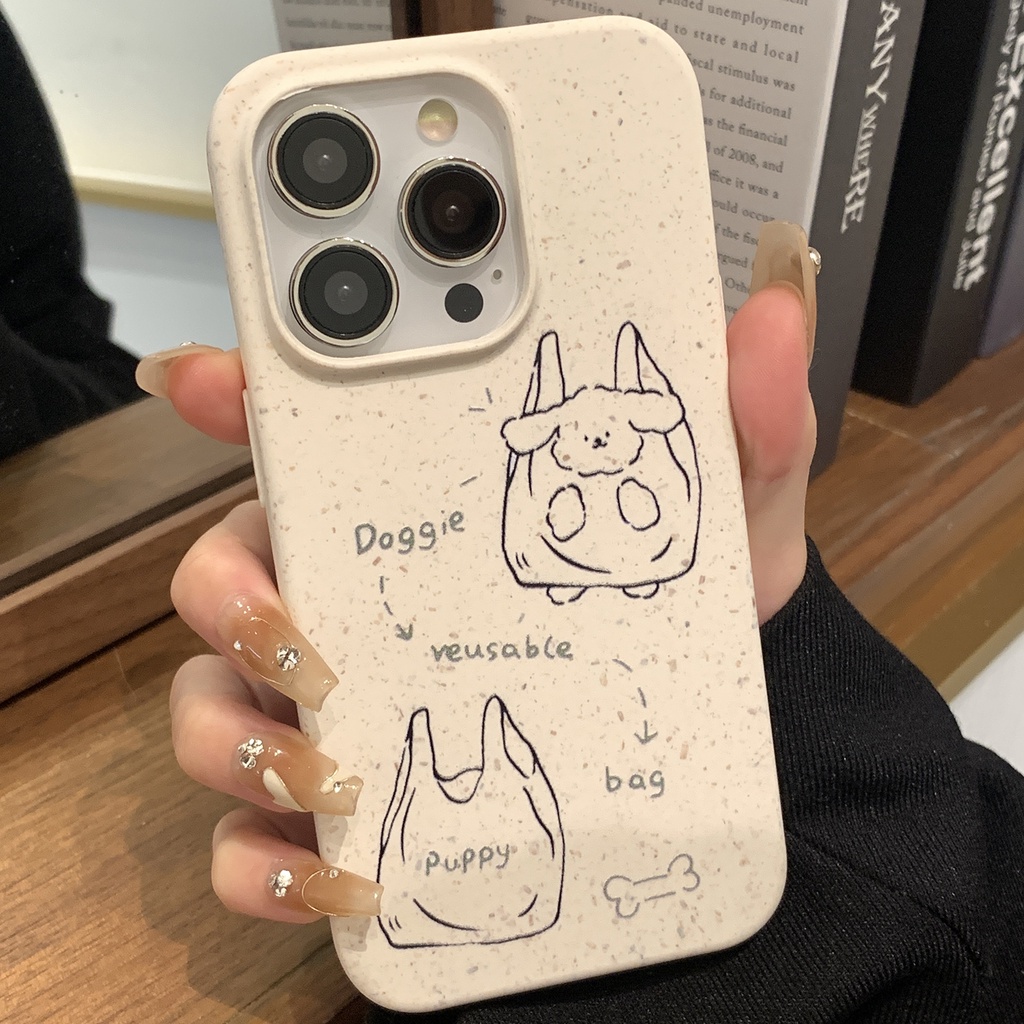 IPHONE Casing Ponsel Iphone11 ins Bahan Ramah Lingkungan Perlindungan Kamera Cocok Untuk Iphone14 13 12 14Plus Pro MAX 7 8Plus X XR XS MAX SE 12mini 13mini Model Empat Sudut Shockproof