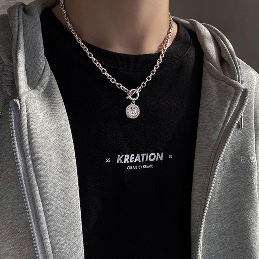 Agustina Pria Kalung Kepribadian Hip Hop Mutiara Wanita Berlian Imitasi Paduan Aksesoris Perhiasan Laki-Laki