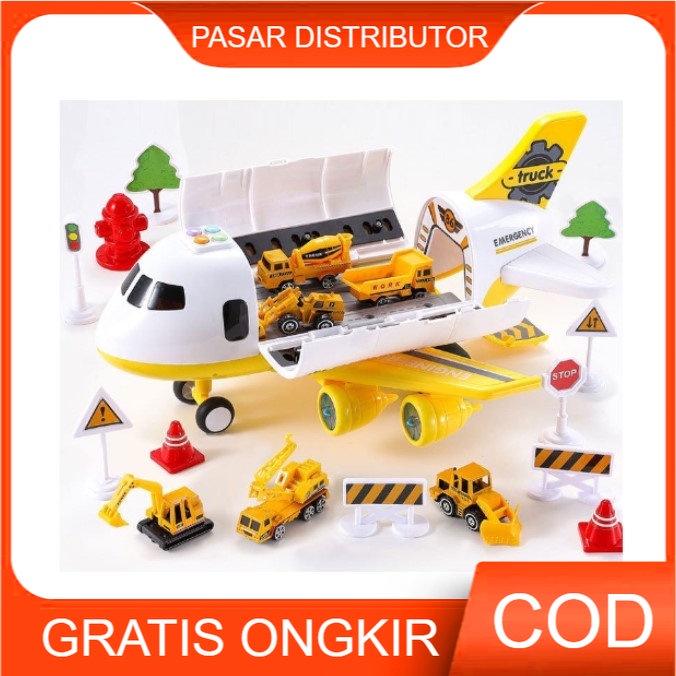 Mainan Anak PLANE RECEIVE STORAGE 3IN1 Merakit Pesawat Set Diy Plane