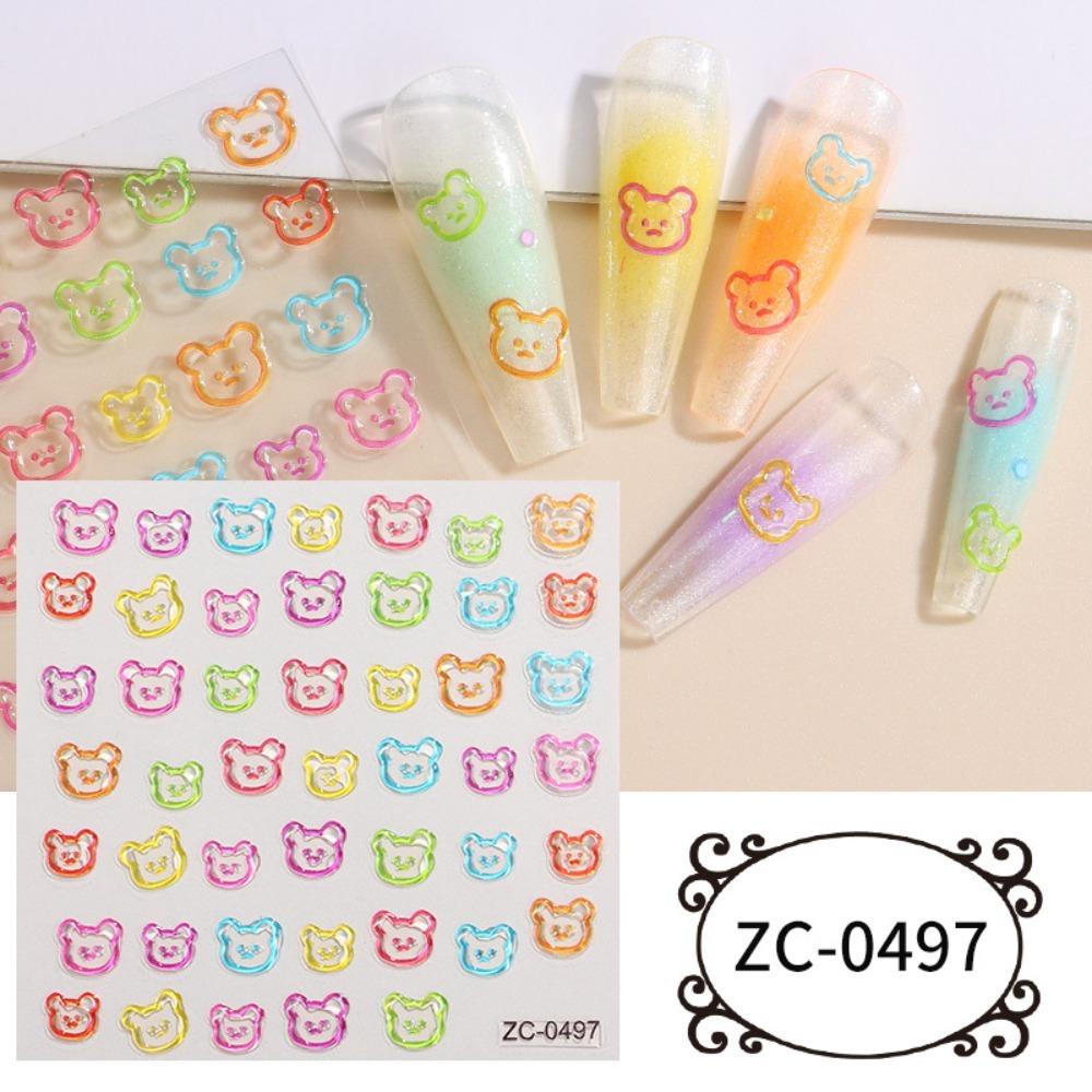 Mxbeauty Stiker Kuku Jelly Lucu Imut Love Hati Perekat Lembut Smile Panda Dekorasi Kuku