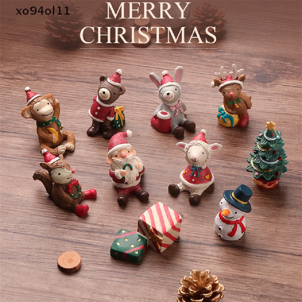 Xo Pohon Natal Elk Mini Hewan Pernak Pernik Dekorasi Kamar Resin Christmas Gift OL