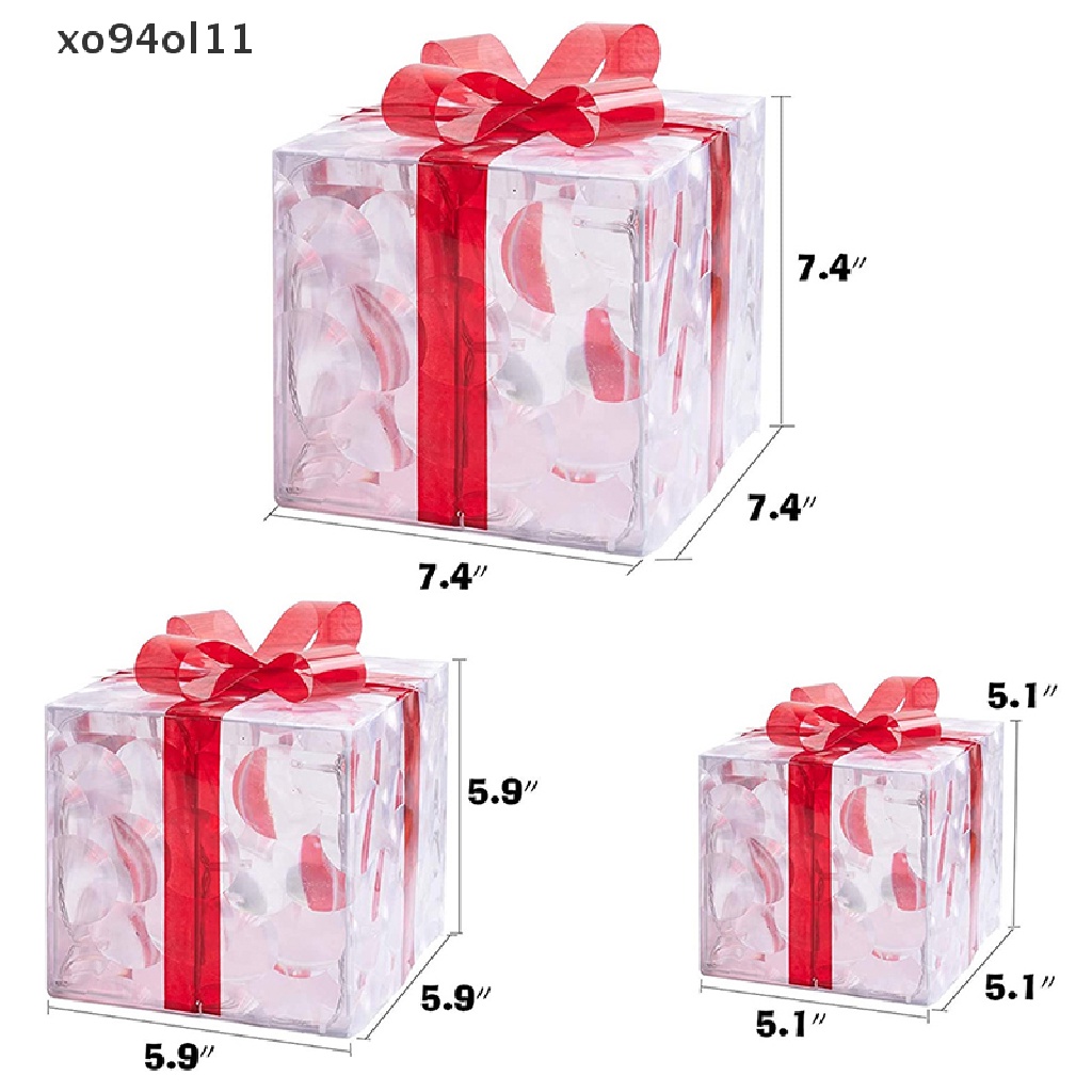 Xo Hiasan Kotak Hadiah Dekorasi Glowing Natal Dengan Busur Christmas Lighg Box OL