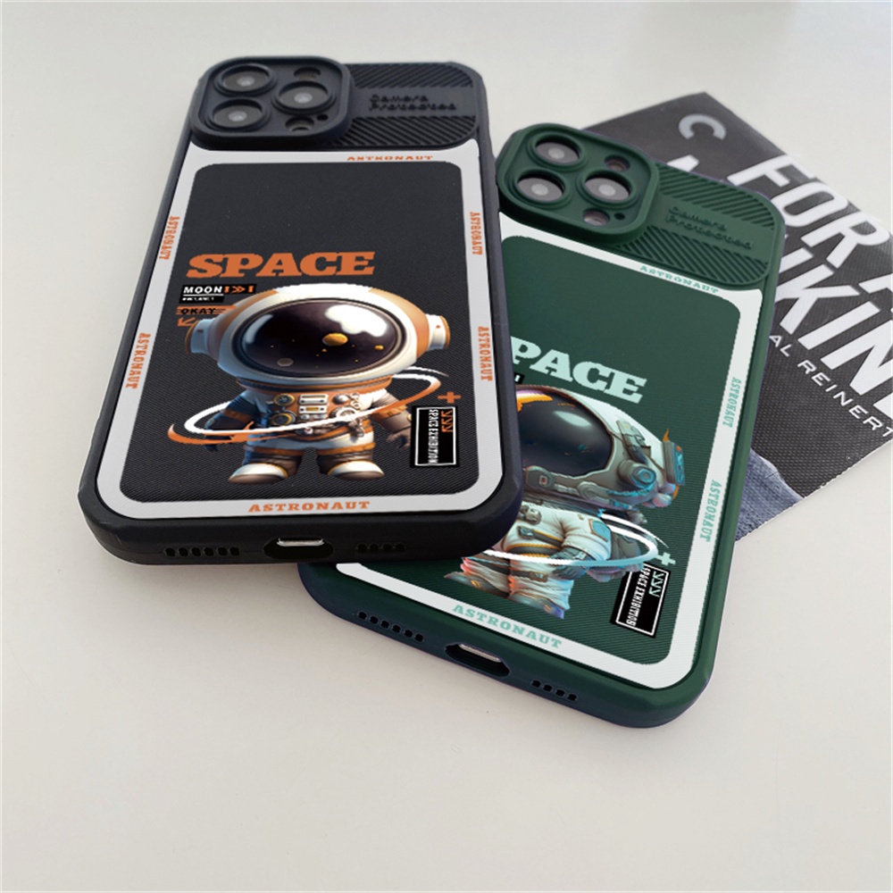 Casing Untuk iPhone 14 Pro Max14 Plus 13 Pro MAX 12 Pro MAX 11 Pro MAX X XS MAX XR Ip7 8 Plus Orange Astronot Perlindungan Penuh Anti Slip Shockproof Case Binteacase