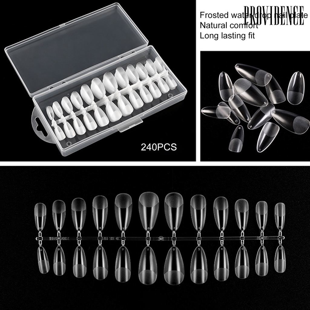 Providence 240 Pcs/Box Patch Kuku Palsu Kuat Ketangguhan Dilepas Transparan Kuku Ekstensi Frosted Buatan Kuku Tip Salon Kuku