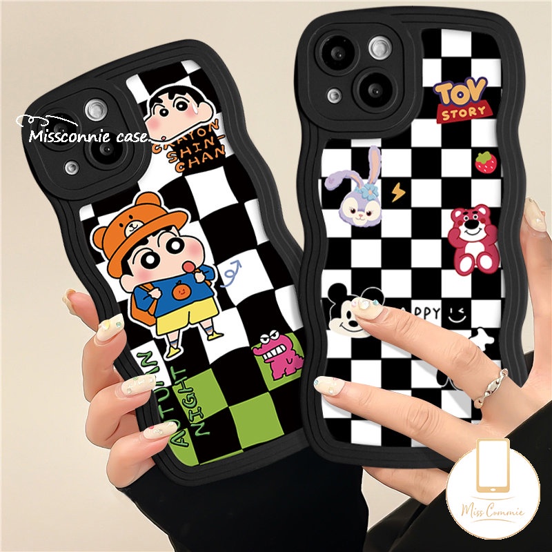 Redmi 10A 12C 9T 9A A1 9 10C 10 A1+9C POCO X3 NFC Pro M3 Mi 11T Pro Redmi Note10 9 8 11 11s 10s 11Pro 9s 10Pro Max Cute Mickey Dinosaurus Manyo Soft Tpu Wavy Edge Chessboard Sarung