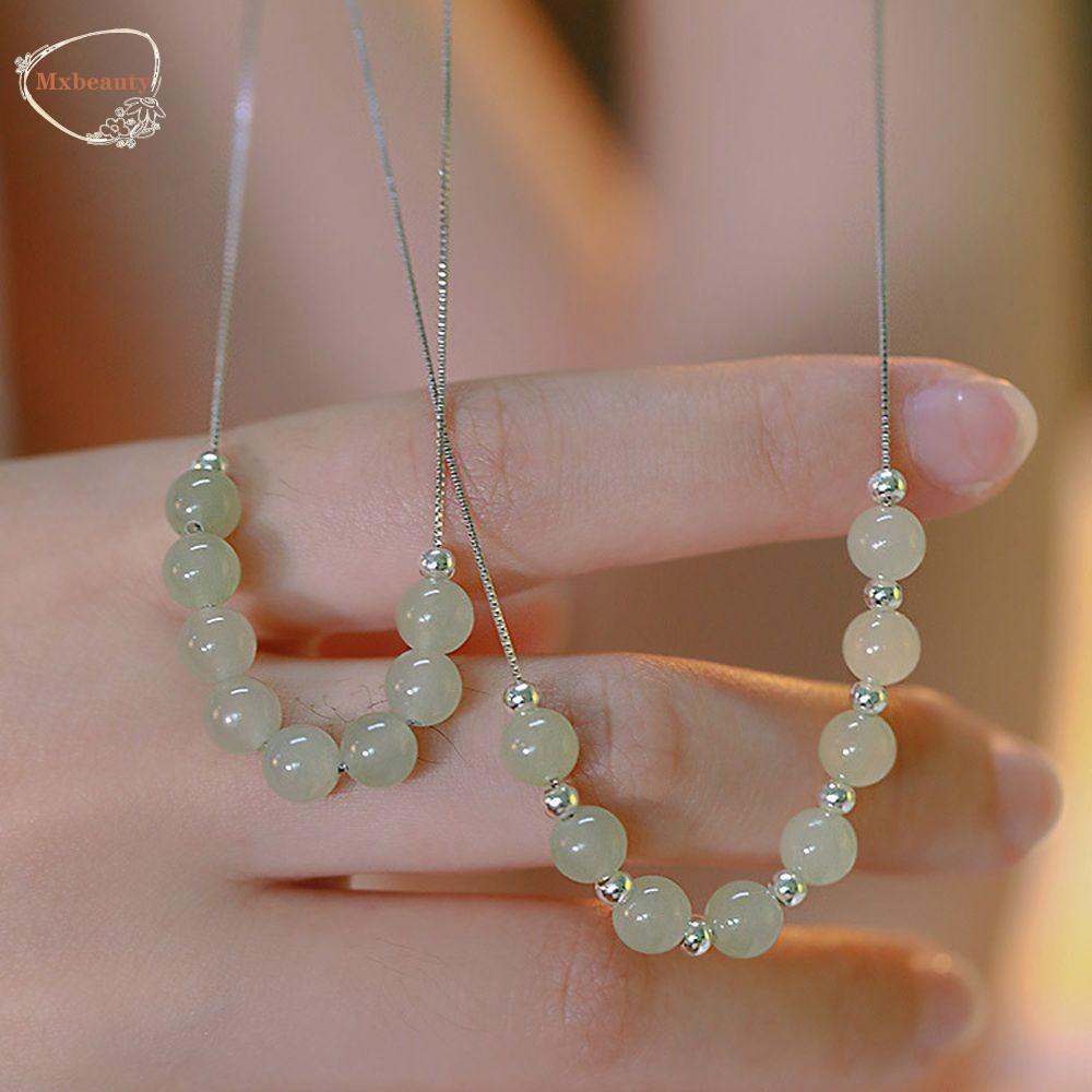 Mxbeauty Kalung Perempuan Hadiah Vintage Elegan Giok Manis Temperamen Rantai Klavikula