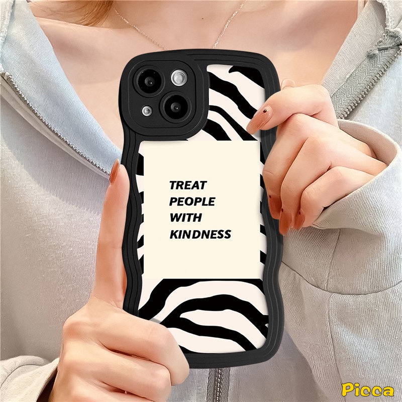 Case Realme C53 C55 C25s C25Y C15 C30 C35 C21Y C12 C25 C20 C20A C11 C3 C17 C33 10 7 5s 8i 8 6i 9Pro+ 9 8Pro 59i 7i 5i Art Irregular Stripe Zebra Pattern Lembut Bergelombang Penutup Tepi