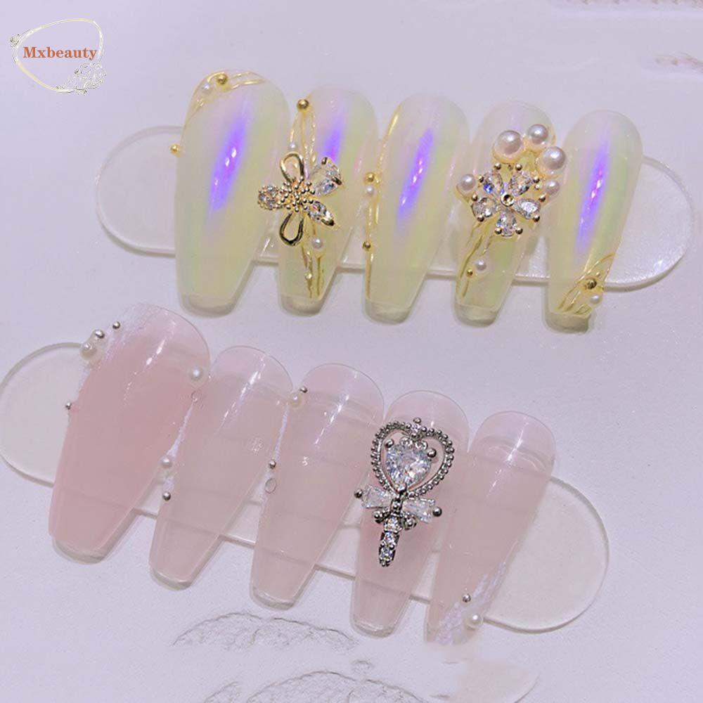 Mxbeauty Ornamen Mutiara Zircon Berlian Imitasi Bahan Metal Gaya Jepang Untuk Dekorasi Nail Art