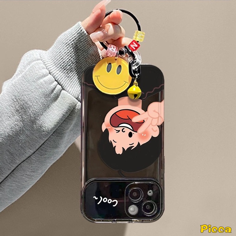 IPHONE Flip Kreatif Make Up Mirror Case Kompatibel Untuk Iphone7 8 14 Plus 11 13 12 14 Pro MAX XR X XS MAX SE Pasangan Cowok Cewek Case Dengan 3D Gelang Shockproof Soft Cover