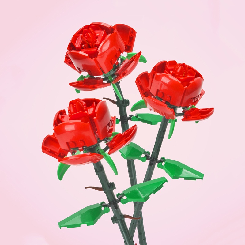 【COD】Mainan Balok DIY Flower Rose Flower Mawar Block Bangunan Flower Bouquet Buket Bunga Blok Susun DIY Untuk Dekorasi Meja Hadiah Ulang Tahun Bunga Mawar