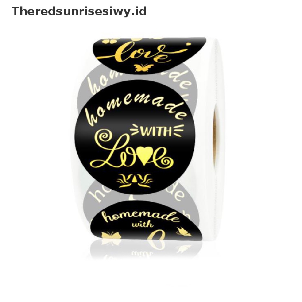 # Kado Mom &amp; PAPA DIY # 500pcs Handmade Golden Home Made With Love Sticker Lingkaran Segel Label Stiker~