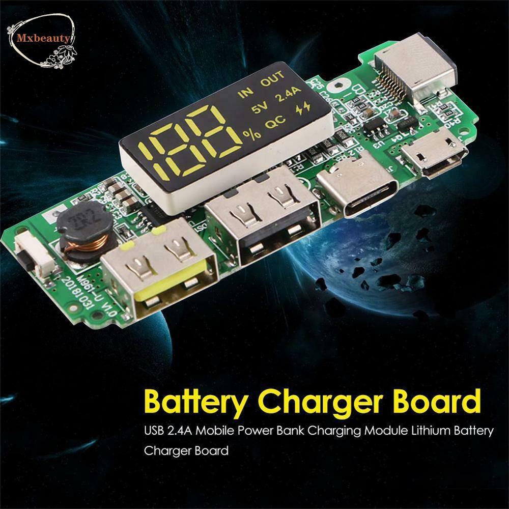 Mxbeauty Modul Power Bank Charger Baterai Lithium 5v 2.4a 18650 Dual Usb Tipe-C Dengan Layar Digital Led