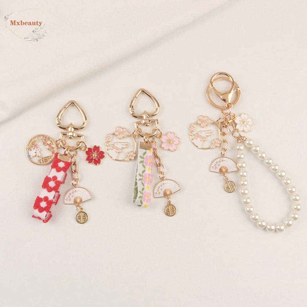 Mxbeauty Gaya Korea Liontin Hadiah Earphone Case Kipas Mutiara Kawaii Sakura Rabbit Gantungan Kunci