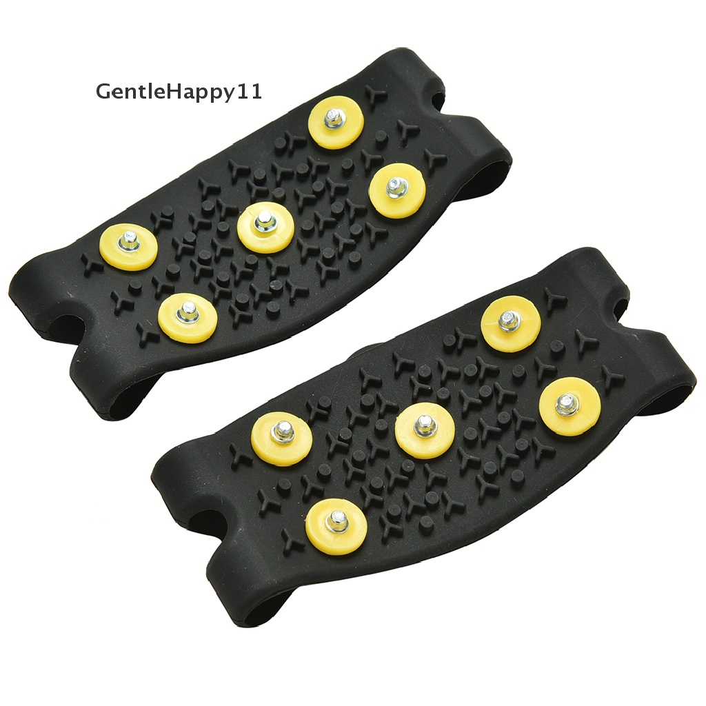 Gentlehappy Anti Slip Snow Ice Climbing Spikes Grips Crampon Cleats 5-Stud Shoes Cover ST id