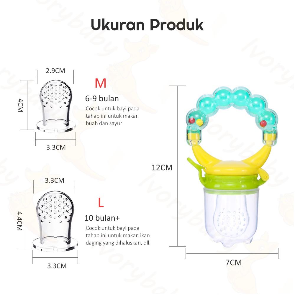 Ivorybaby Empeng dot buah anak bayi silicon Baby fruit feeder lucu Rattle teether kompeng pacifier gigitan bayi