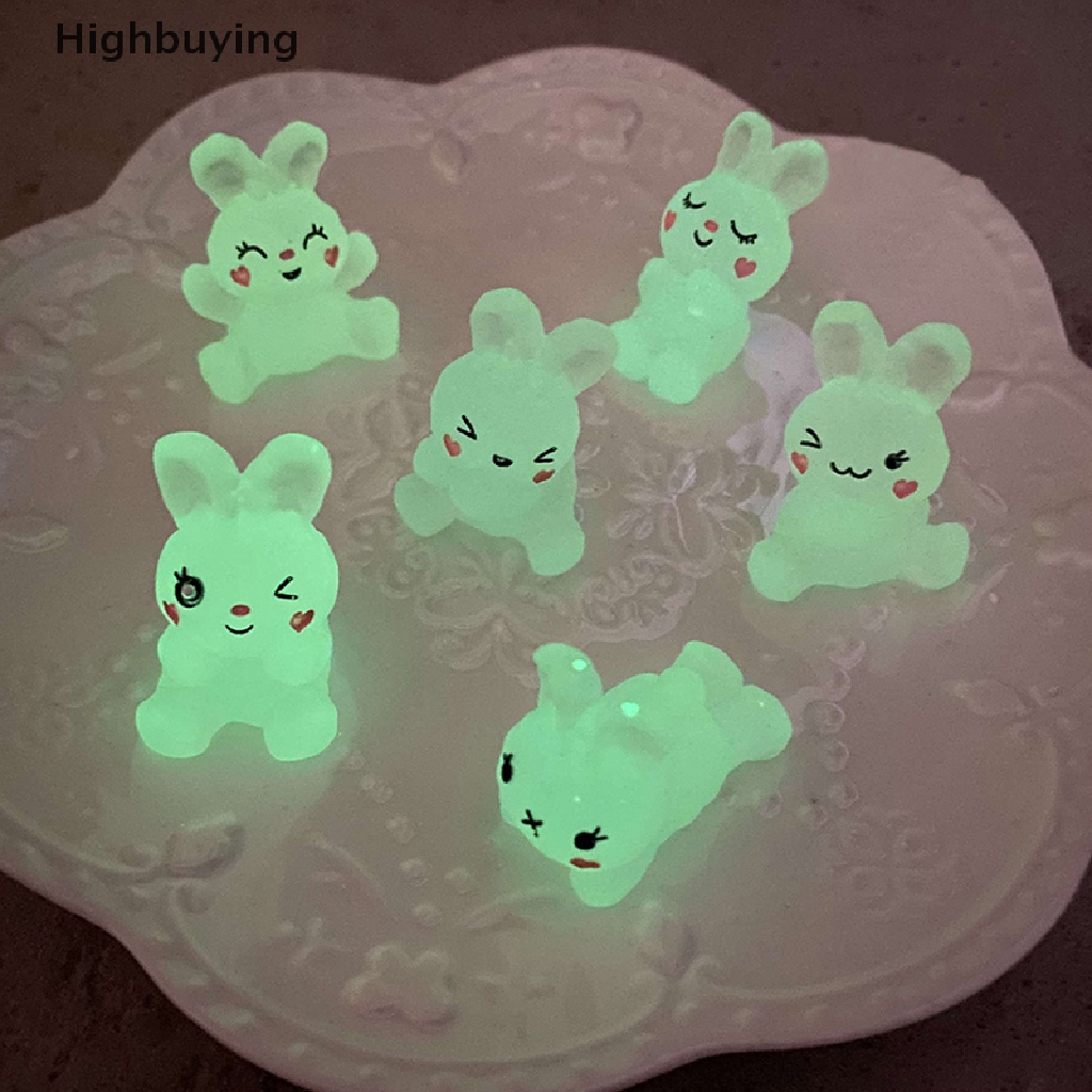 Hbid 5pcs Hiasan Aksesoris Resin Kelinci Fluorescence DIY Untuk Perhiasan Bahan Crafg Ch Supply Seni Dekorasi Glory