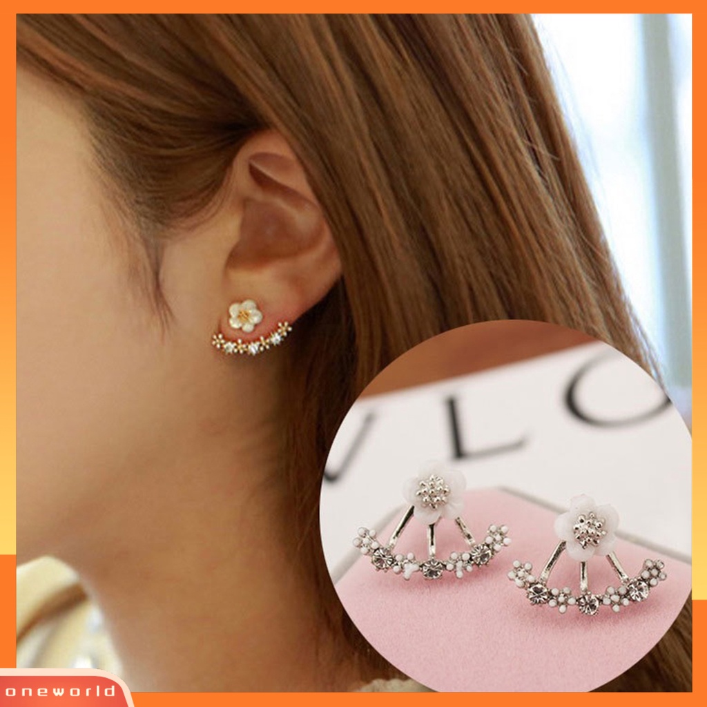 [EONE] 1pasang Anting Pejantan Kristal Imitasi Mewah Glitter Gaya Korea Fashion Krisan Hias Berlian Imitasi Anting Perhiasan Aksesori