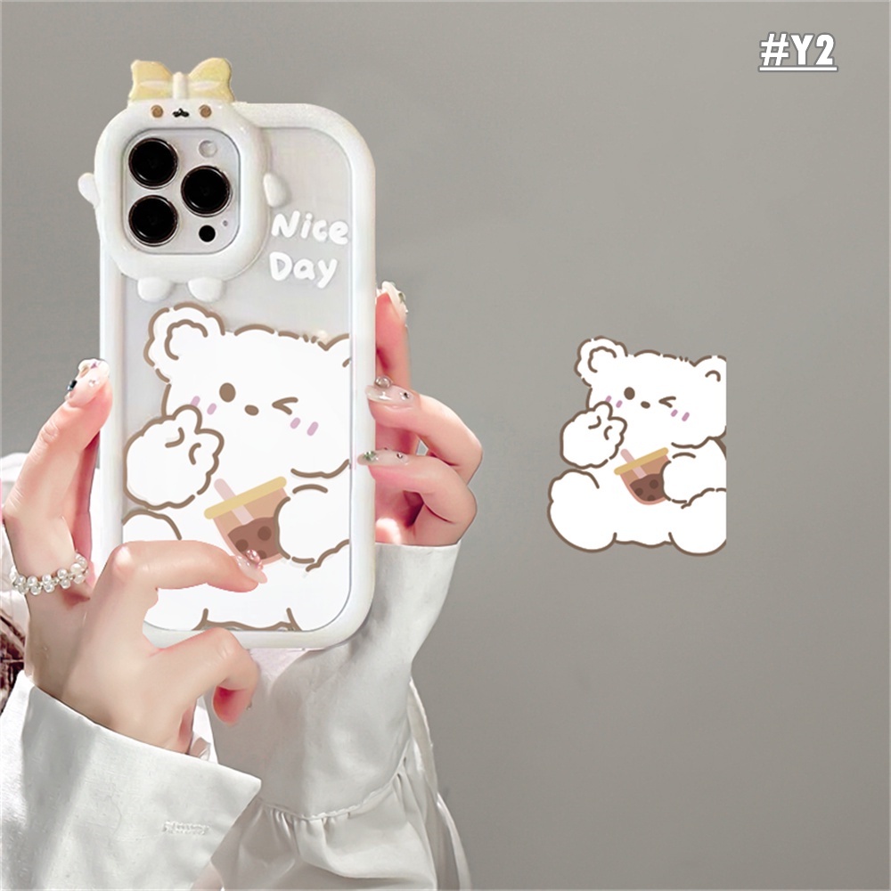 Redmi 12C 10C 10A Note 11 Pro Note 11S 9C 9A 10 9T 9 Note10 5G 10s Note9 Note9S Note8 Poco M5S X3 M3 Pro Cute Polar bears Manyo Bear Bubble Tea Monster Lensa Shockproof Case BY