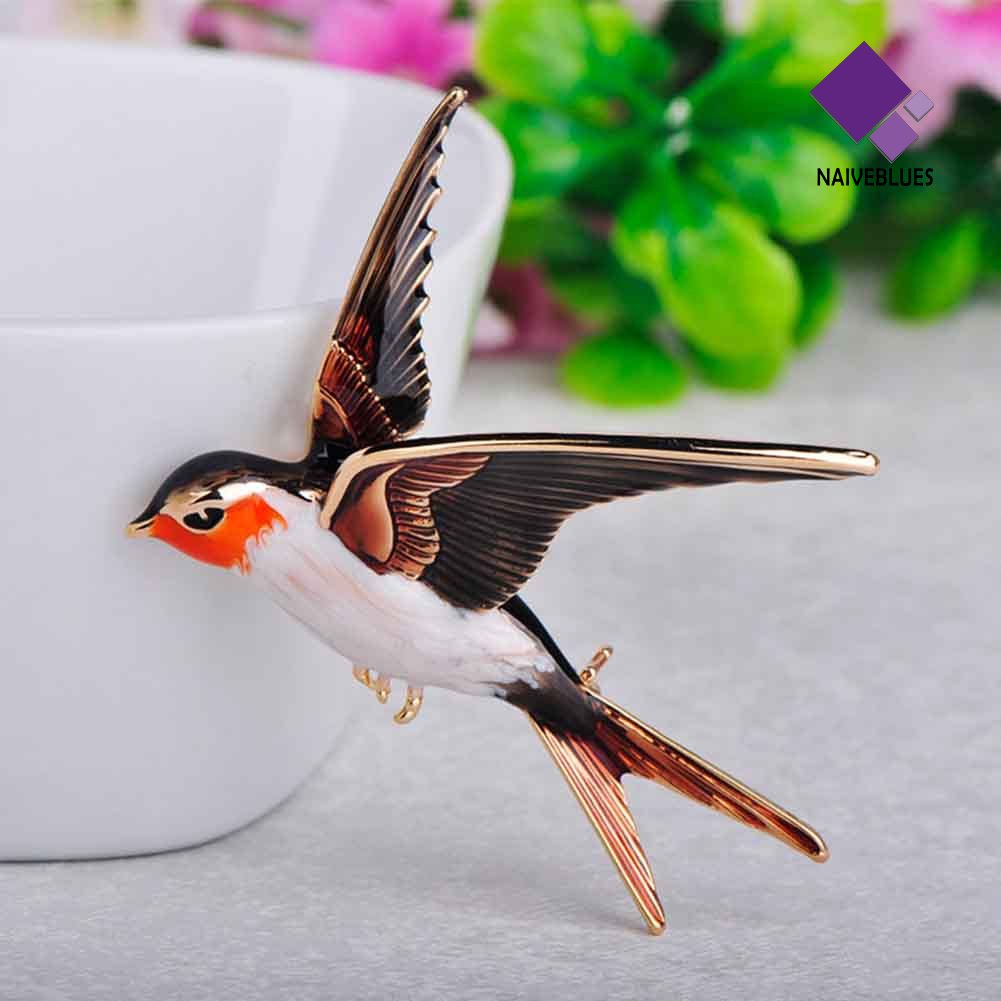 &lt; Naiveblues &gt; Wanita Burung Walet Enamel Hewan Bros Pin Lencana Perhiasan Aksesori