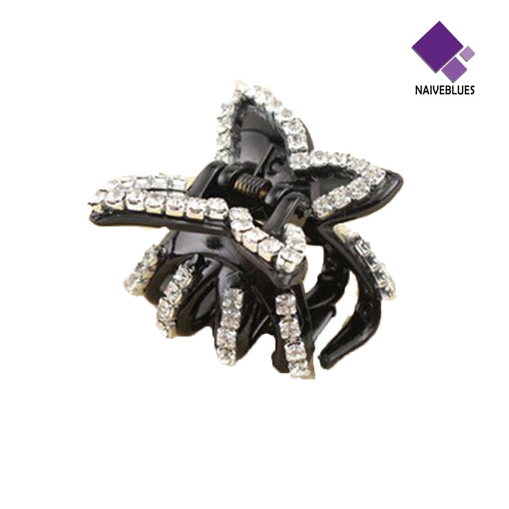 &lt; Naiveblues &gt; Wanita Fashion Berlian Imitasi Kupu-Kupu Hairclip Ponytail Holder Aksesoris