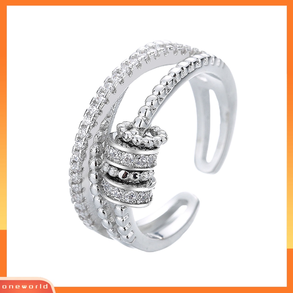 [EONE] Wanita Cincin Spiral Manik Relief Pressure Jewelry Putar Berlian Imitasi Jari Cincin Untuk Pakaian Sehari-Hari